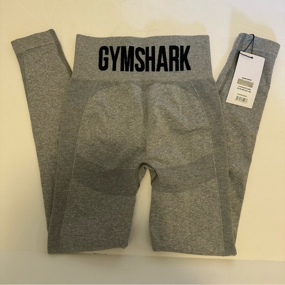 Gymshark Flex High Waisted Leggings Light Gray Marble/ Black Size Small - Picture 1 of 6